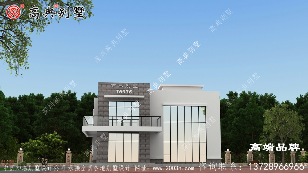 農村現代風格平頂大露臺自建別墅住宅