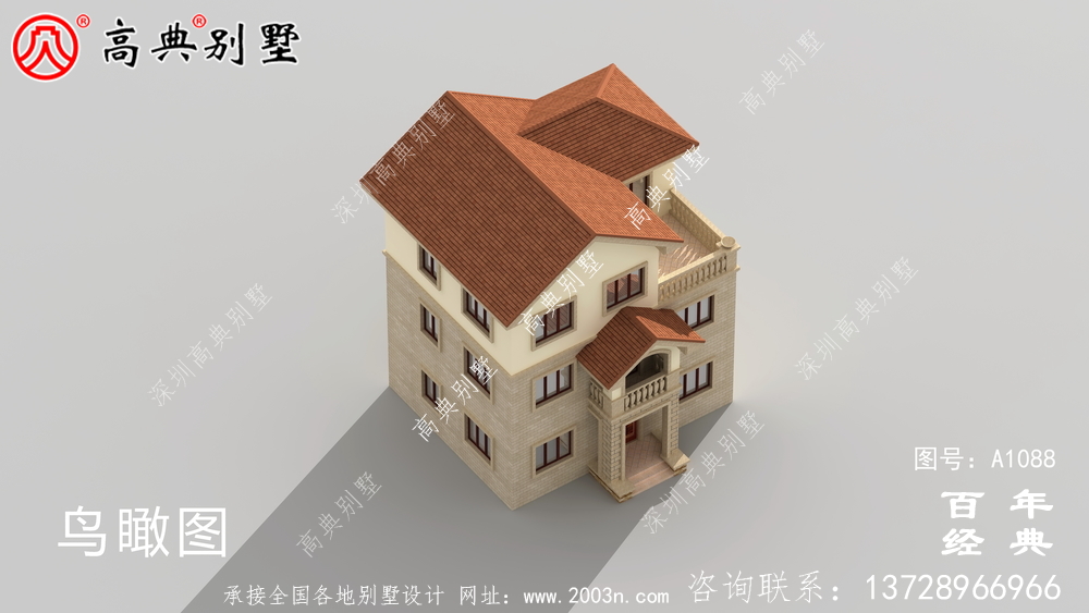 歐式三層自建小戶型別墅設計施工圖及效果圖。