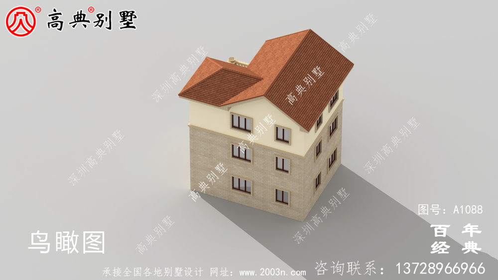 歐式三層自建小戶型別墅設計施工圖及效果圖。