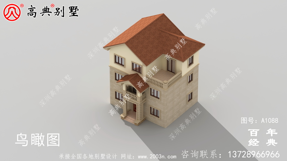 歐式三層自建小戶型別墅設計施工圖及效果圖。