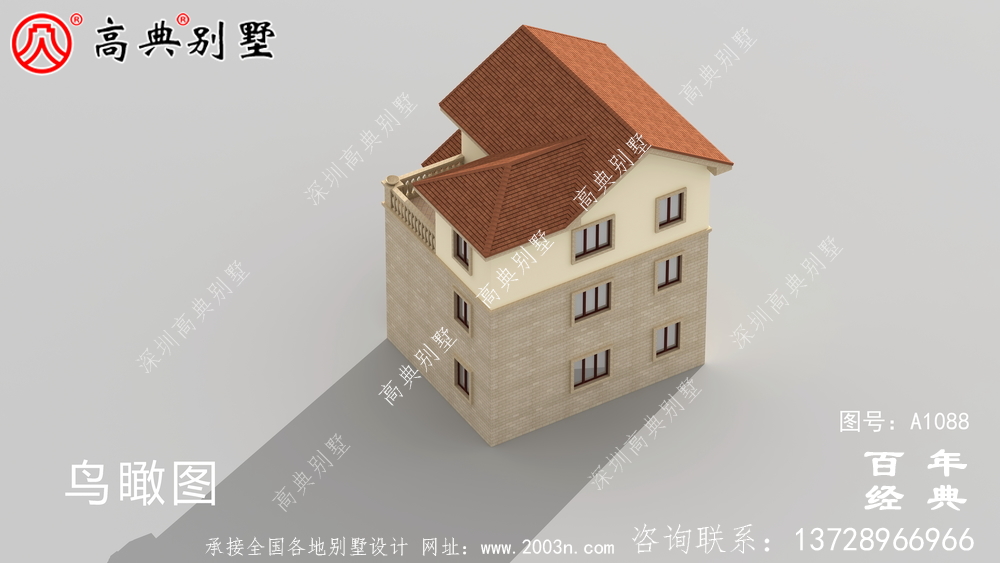 歐式三層自建小戶型別墅設計施工圖及效果圖。