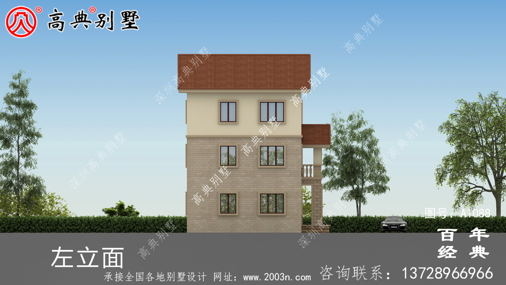 歐式三層自建小戶型別墅設計施工圖及效果圖。