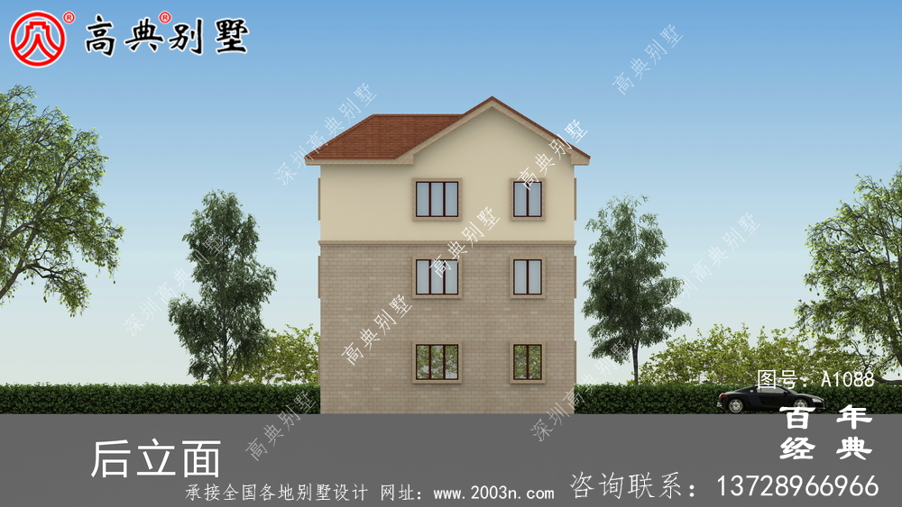 歐式三層自建小戶型別墅設計施工圖及效果圖。