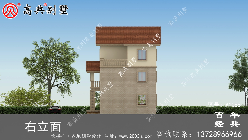 歐式三層自建小戶型別墅設計施工圖及效果圖。