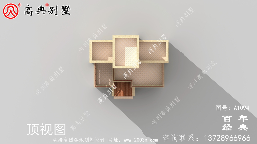 帶露臺(tái)的農(nóng)村三層私人住宅設(shè)計(jì)圖和效果圖。