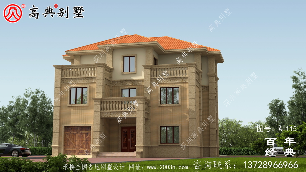 帶車庫的歐式三層別墅房屋設計圖,大客廳挑高 帶車庫的歐式三層別墅房屋設計圖,大客廳挑高
