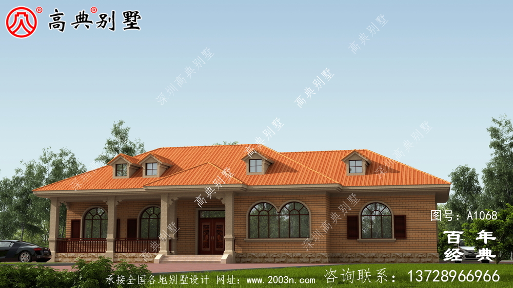 一棟實用的農村一層別墅設計效果圖，占地243平
