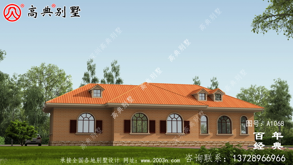 一棟實用的農村一層別墅設計效果圖，占地243平