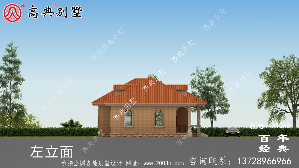 一棟實用的農村一層別墅設計效果圖，占地243平