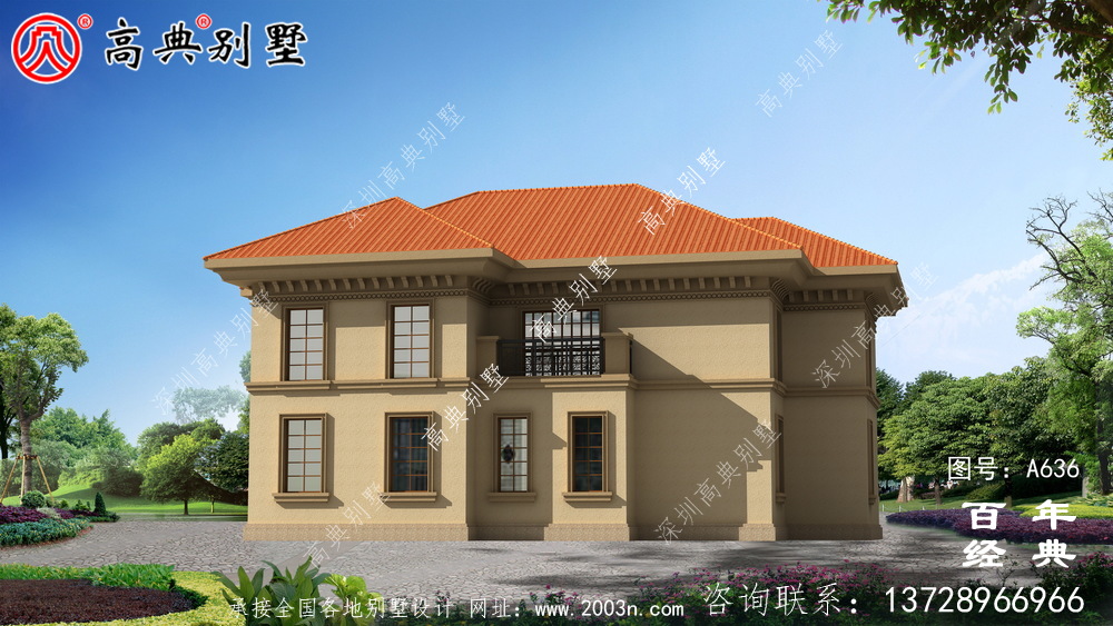適用型鄉村205平方米二層樓房設計圖,精巧美觀