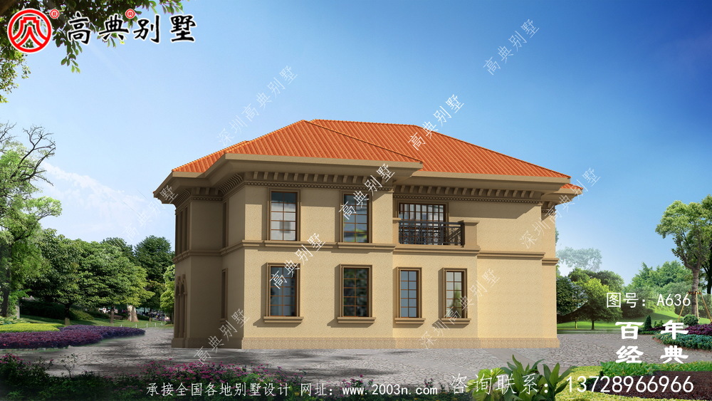 適用型鄉村205平方米二層樓房設計圖,精巧美觀