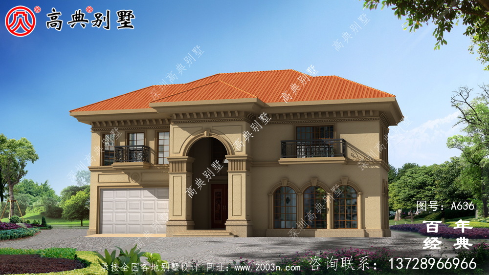 適用型鄉村205平方米二層樓房設計圖,精巧美觀