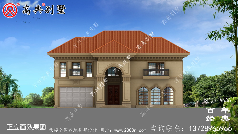適用型鄉村205平方米二層樓房設計圖,精巧美觀
