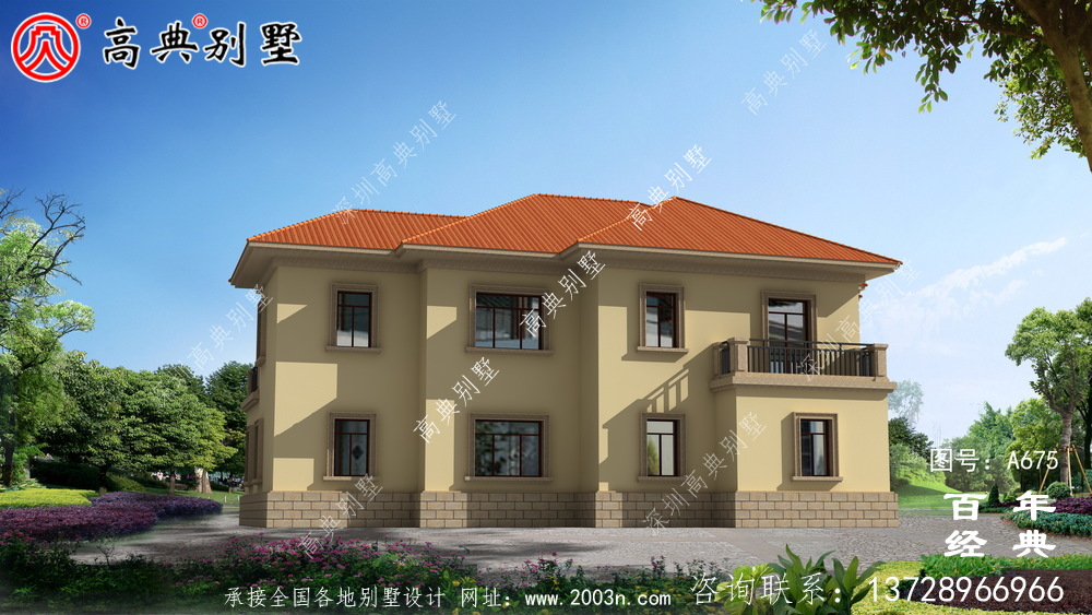 獨棟別墅樣式二層自建房設計圖,外型圖時尚潮流