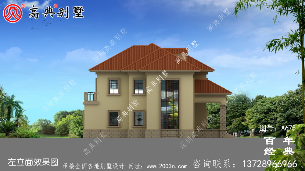 獨棟別墅樣式二層自建房設計圖,外型圖時尚潮流