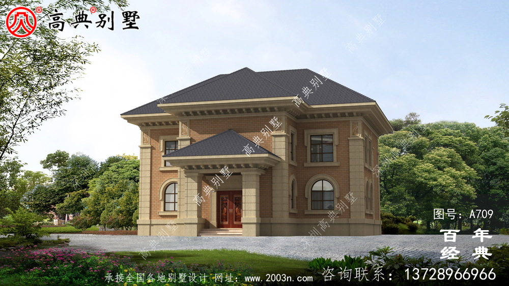 農村簡歐二層實用別墅設計整套施工圖紙