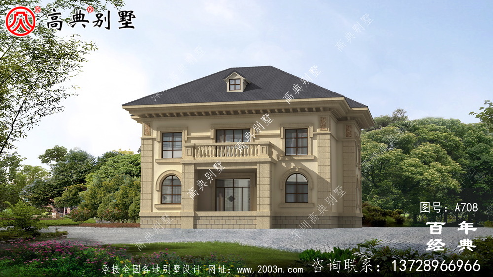 二層小別墅設計圖,含設計效果圖,簡歐風