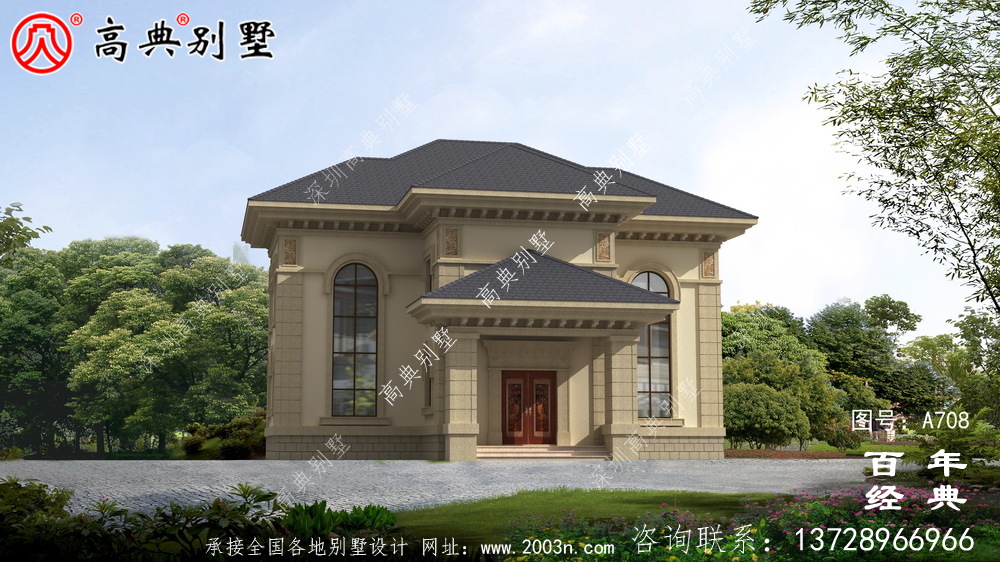 二層小別墅設計圖,含設計效果圖,簡歐風