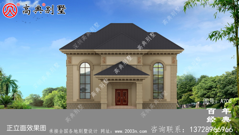 二層小別墅設計圖,含設計效果圖,簡歐風
