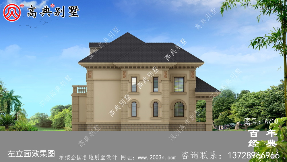 二層小別墅設計圖,含設計效果圖,簡歐風