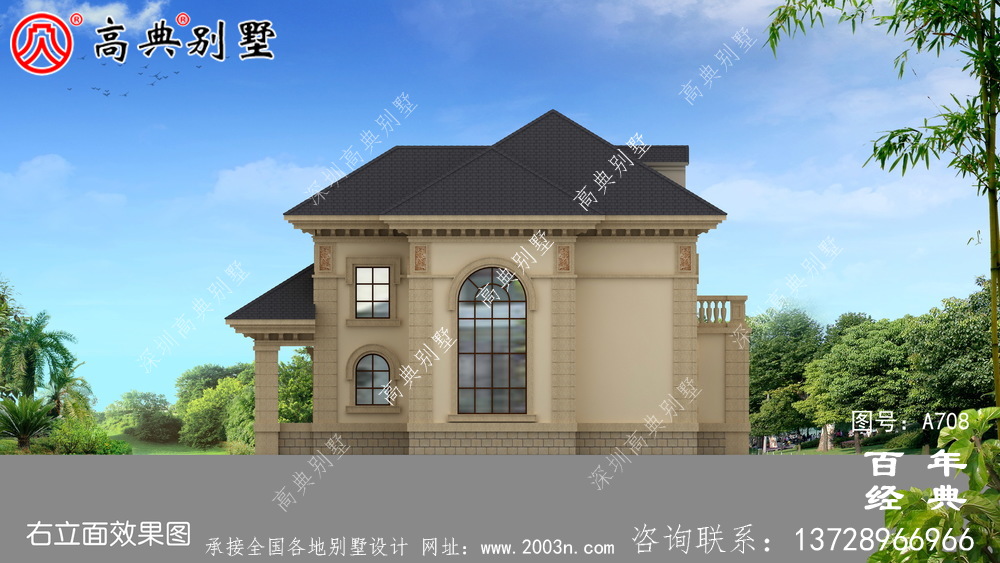 二層小別墅設計圖,含設計效果圖,簡歐風