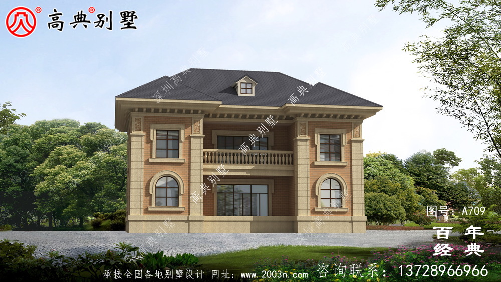 農村簡歐二層實用別墅設計整套施工圖紙