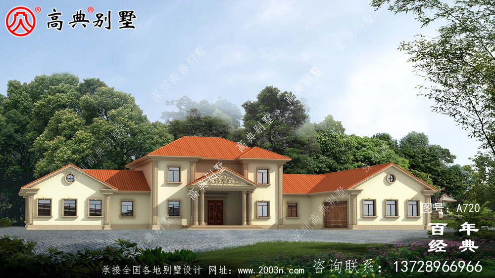 占地517平的豪華二層別墅設計圖及效果圖,外觀有格調