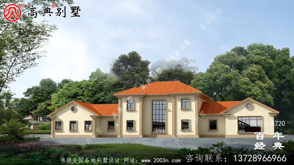 占地517平的豪華二層別墅設計圖及效果圖,外觀有格調