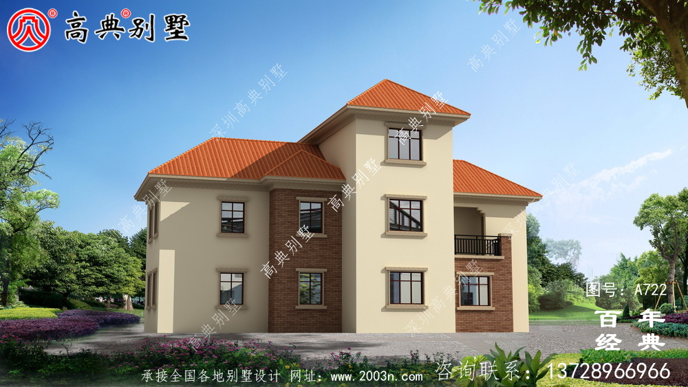 農(nóng)村小型兩層住宅及別墅設(shè)計圖,外觀效果圖。