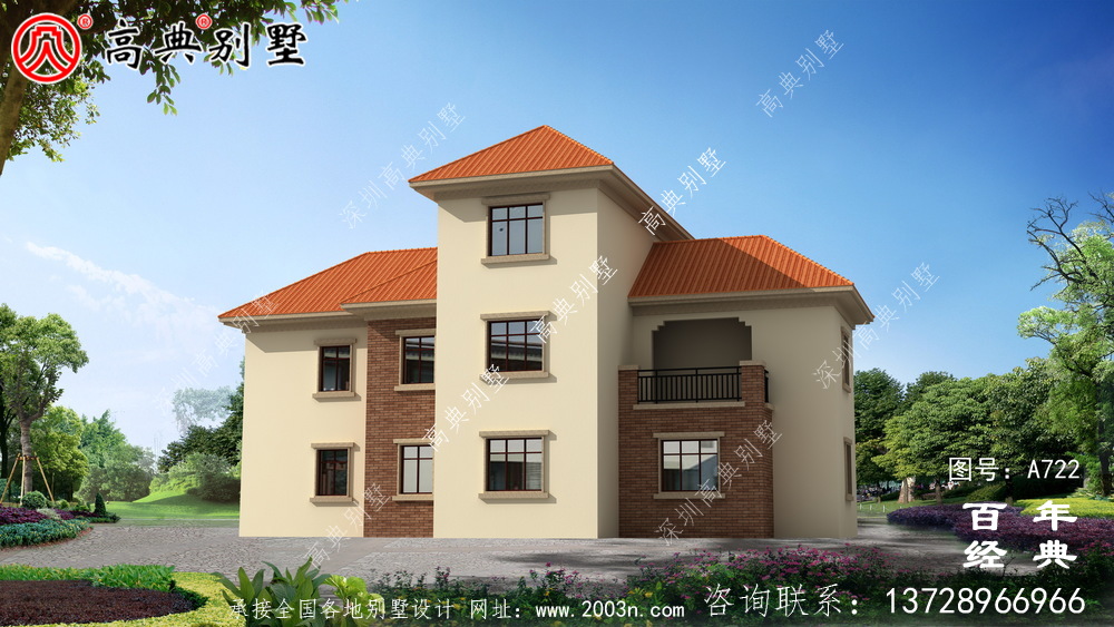 農(nóng)村小型兩層住宅及別墅設(shè)計圖,外觀效果圖。