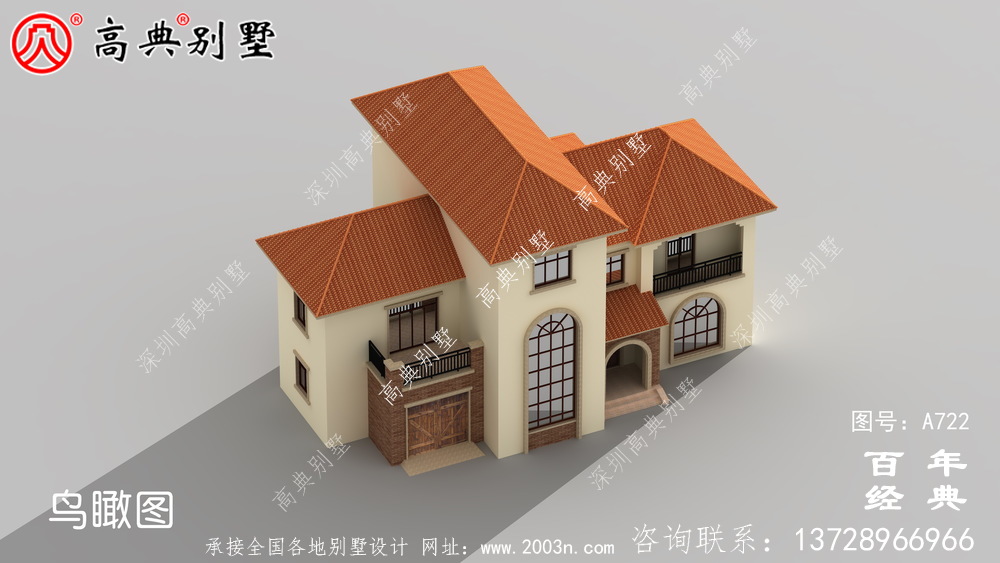 農(nóng)村小型兩層住宅及別墅設(shè)計圖,外觀效果圖。