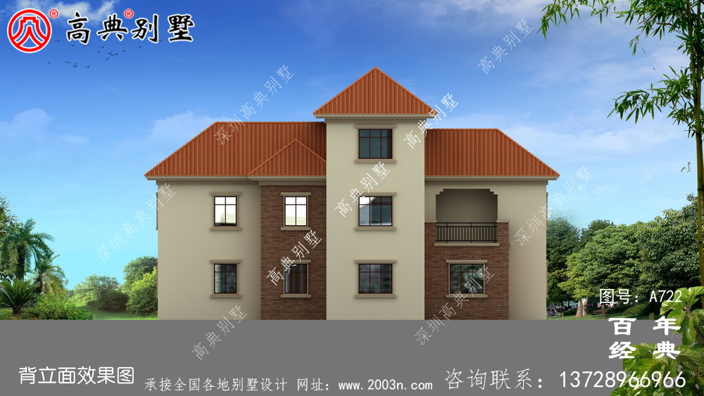 農(nóng)村小型兩層住宅及別墅設(shè)計圖,外觀效果圖。