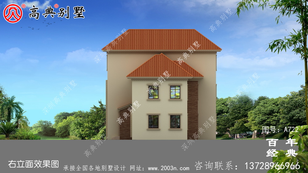 農(nóng)村小型兩層住宅及別墅設(shè)計圖,外觀效果圖。