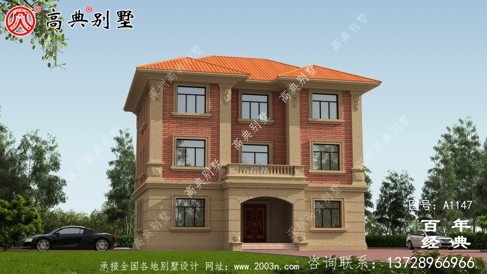 房型好的鄉村三層樓房設計圖，帶外型設計效果圖