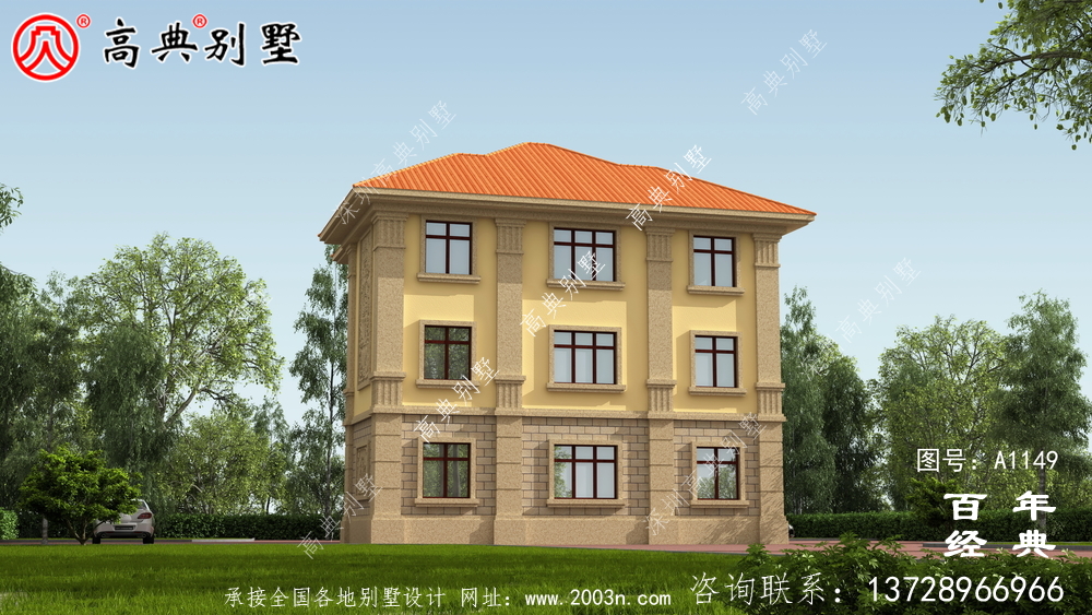 鄉(xiāng)村自建歐式三層房屋設(shè)計圖,含外型效果圖