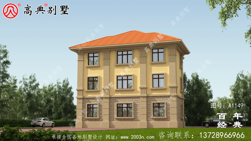鄉(xiāng)村自建歐式三層房屋設(shè)計圖,含外型效果圖