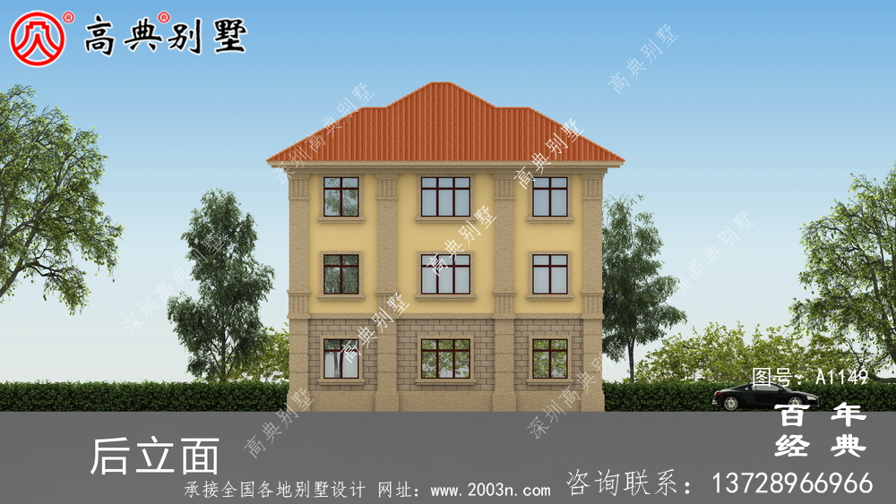 鄉(xiāng)村自建歐式三層房屋設(shè)計圖,含外型效果圖