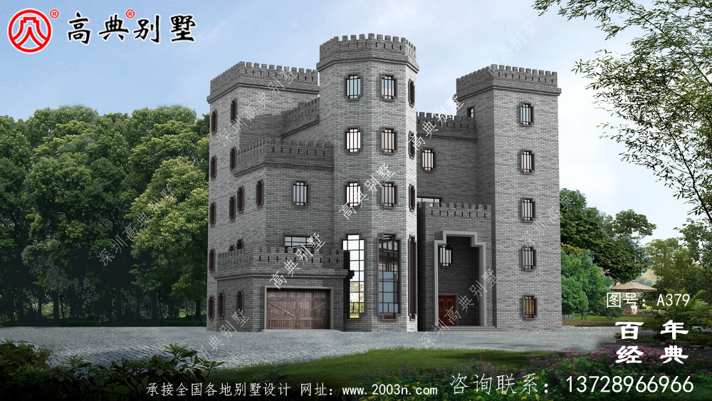 新農(nóng)村四層中式城堡別墅設(shè)計(jì)圖和效果圖立面清新獨(dú)特。
