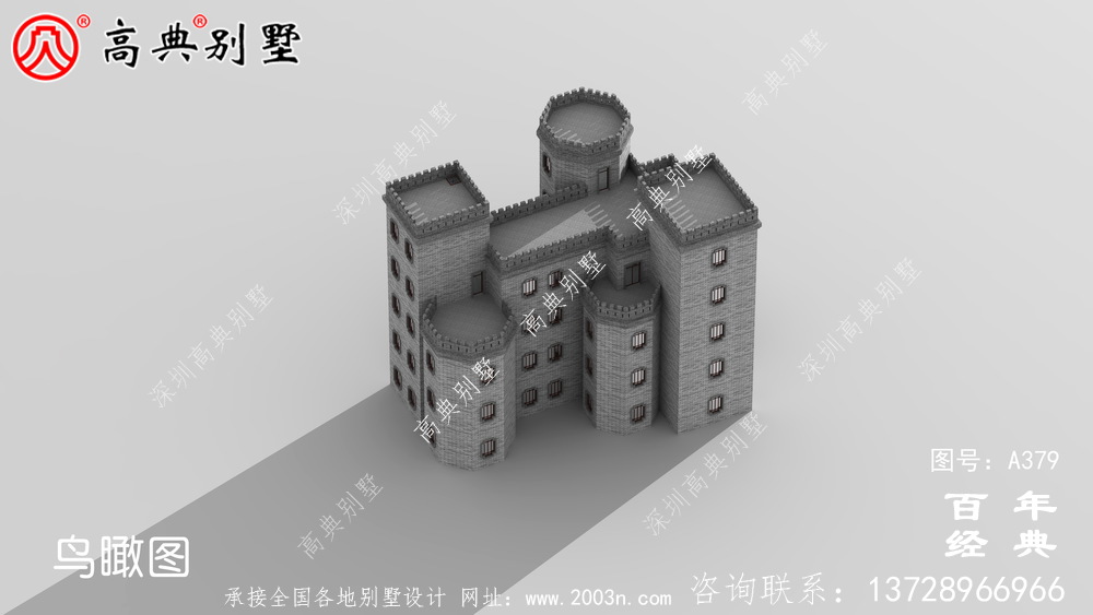 新農(nóng)村四層中式城堡別墅設(shè)計(jì)圖和效果圖立面清新獨(dú)特。