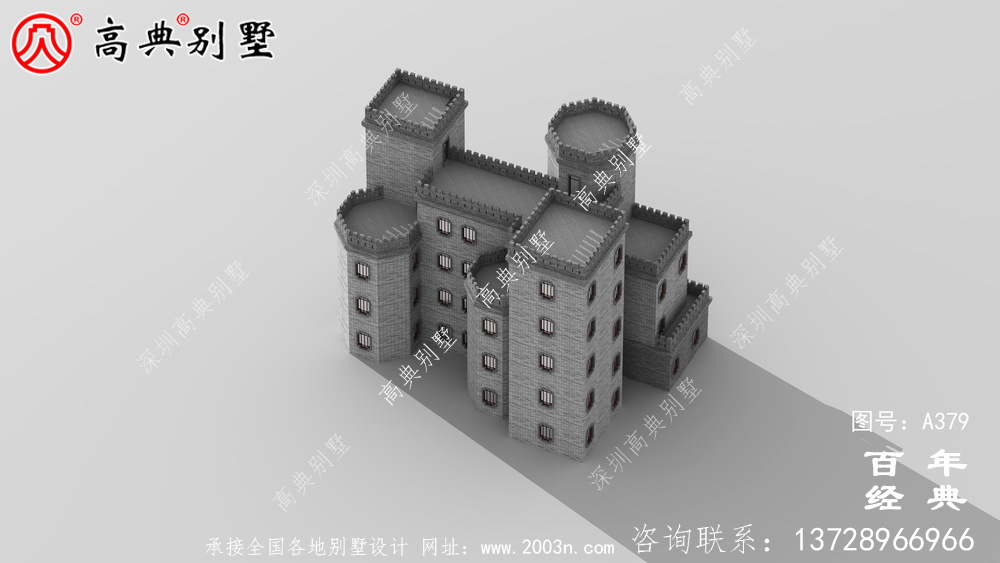 新農(nóng)村四層中式城堡別墅設(shè)計(jì)圖和效果圖立面清新獨(dú)特。