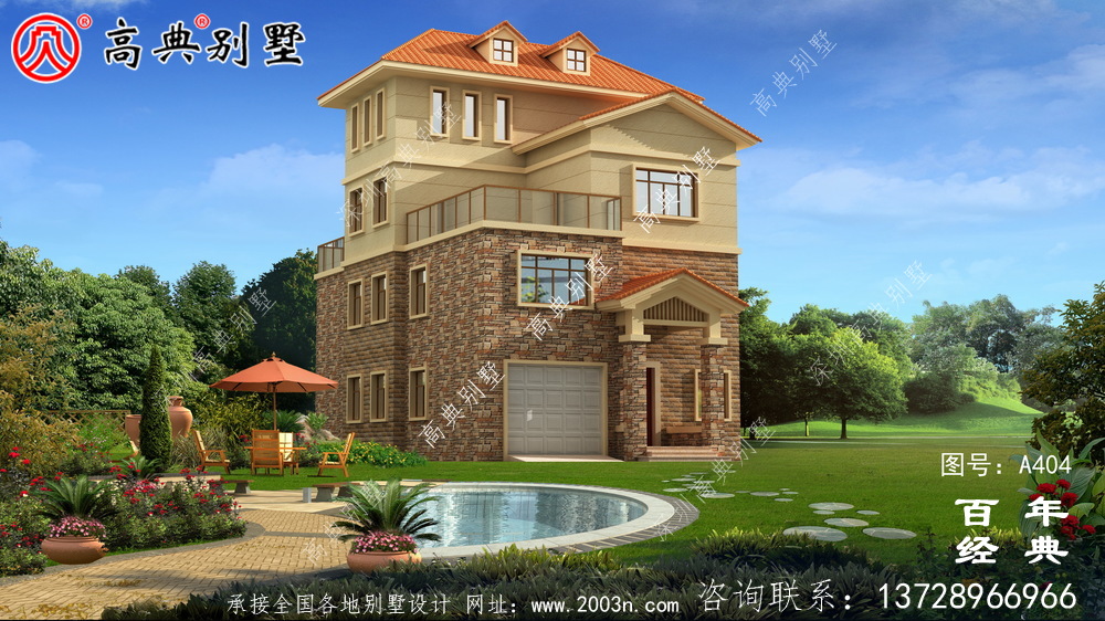 四層豪華歐式別墅自建建筑設計圖,效果圖及全套施工圖。