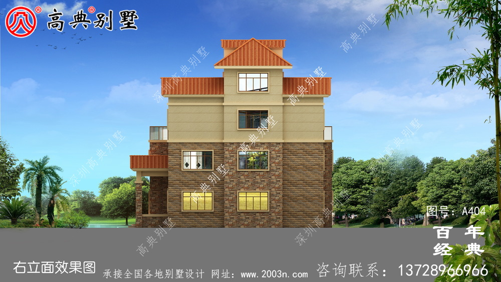 四層豪華歐式別墅自建建筑設計圖,效果圖及全套施工圖。