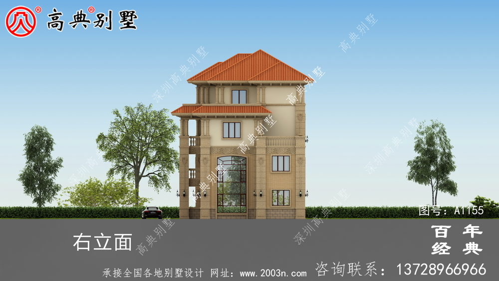 206平方米農(nóng)村四層別墅建筑設(shè)計圖紙及效果圖