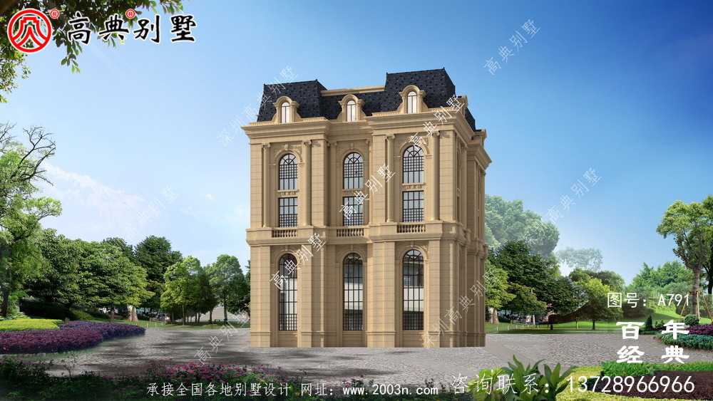 五層法式別墅設計圖紙,客廳中空復式,豪華大氣