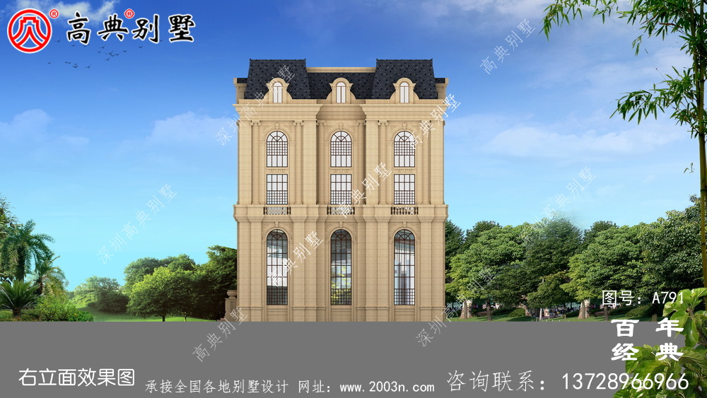 五層法式別墅設計圖紙,客廳中空復式,豪華大氣