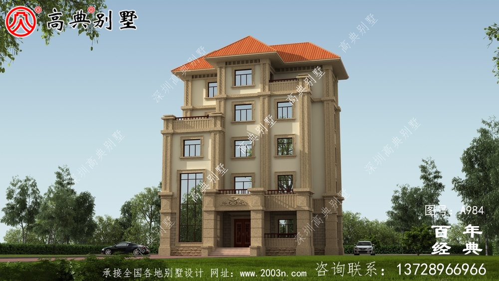 簡單實用的五層農村自建住宅設計，面積159平方米。