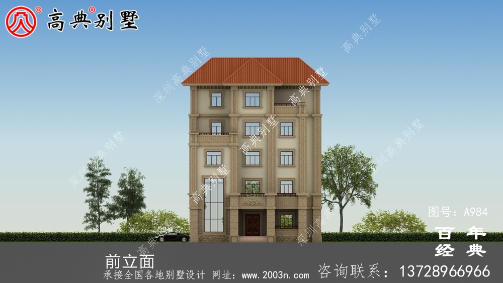 簡單實用的五層農村自建住宅設計，面積159平方米。