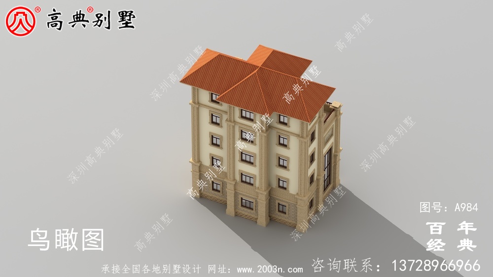 簡單實用的五層農村自建住宅設計，面積159平方米。