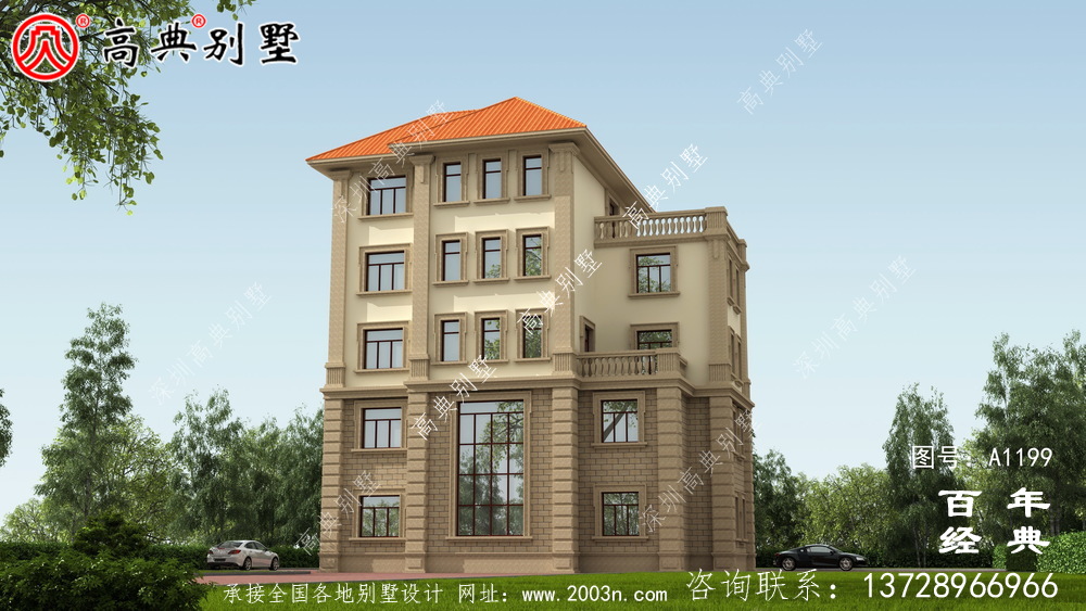 農村大戶型五層自建別墅設計圖紙,室內功能齊全