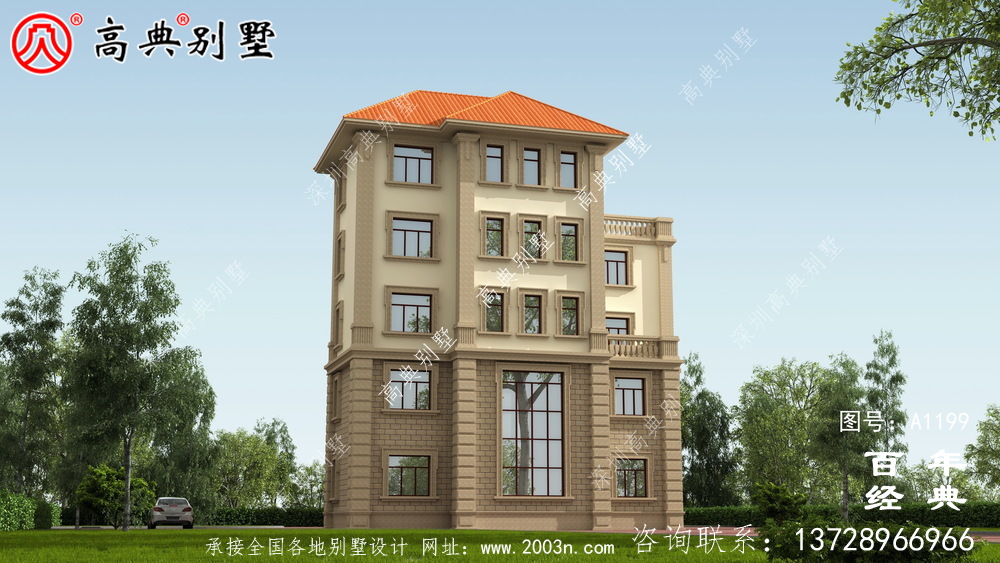 農村大戶型五層自建別墅設計圖紙,室內功能齊全